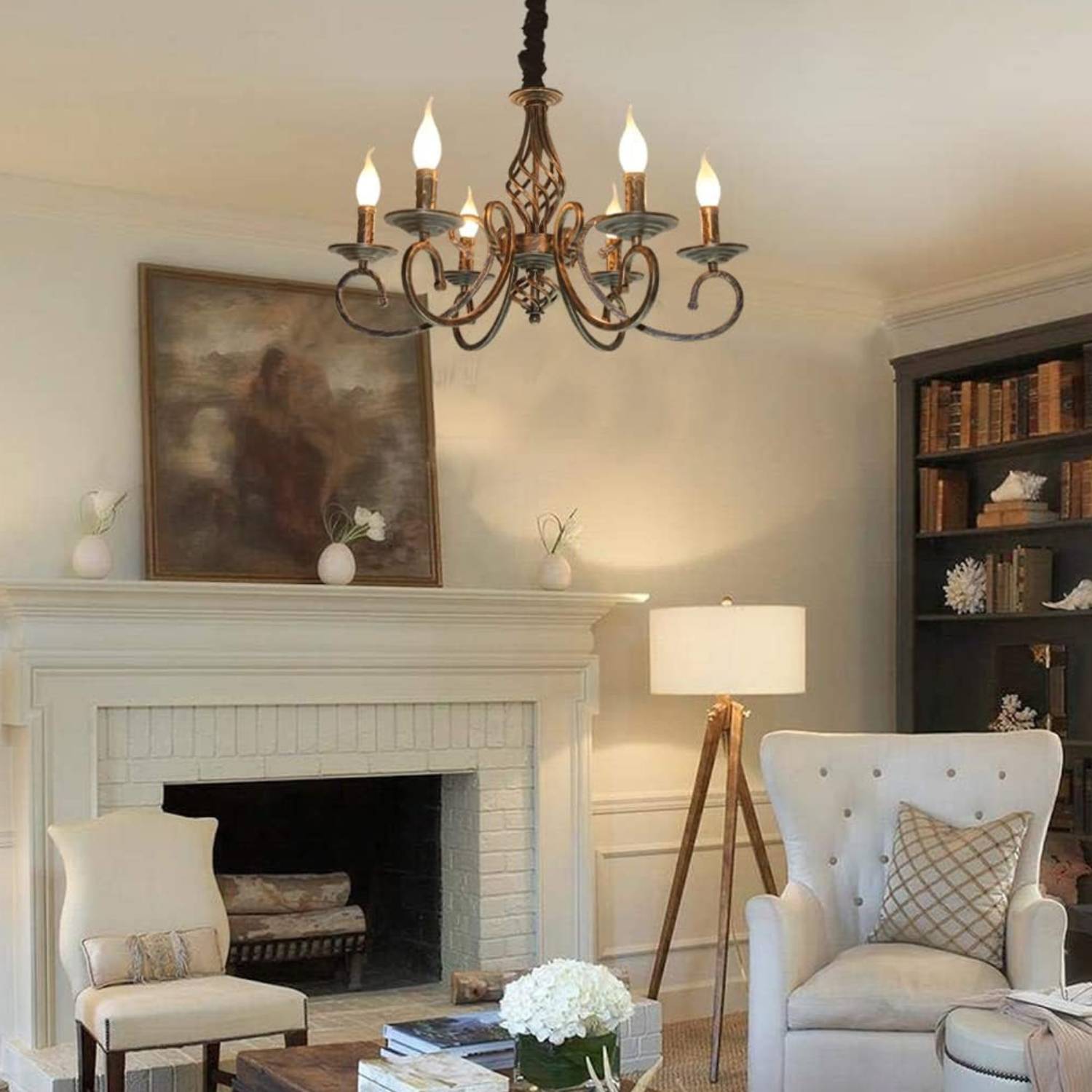 Rustic Vintage Metal Chandelier, Bronze: image 2