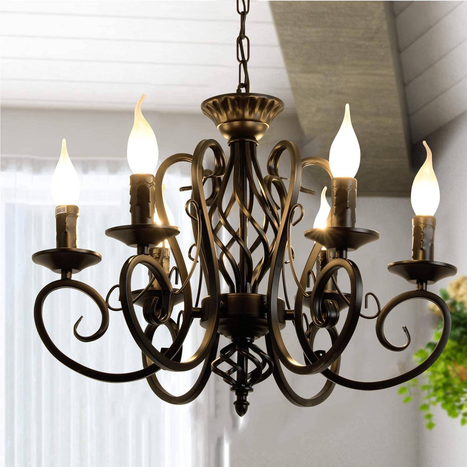 Rustic Vintage Metal Chandelier, Bronze: image 5