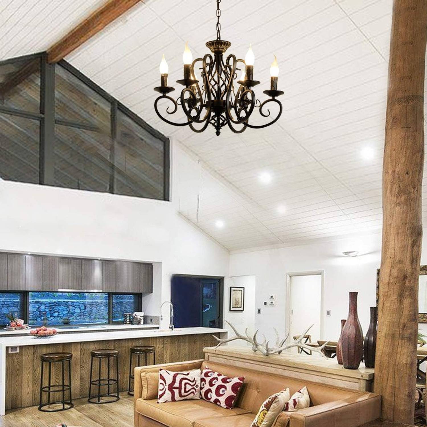 Rustic Vintage Metal Chandelier, Bronze: image 7