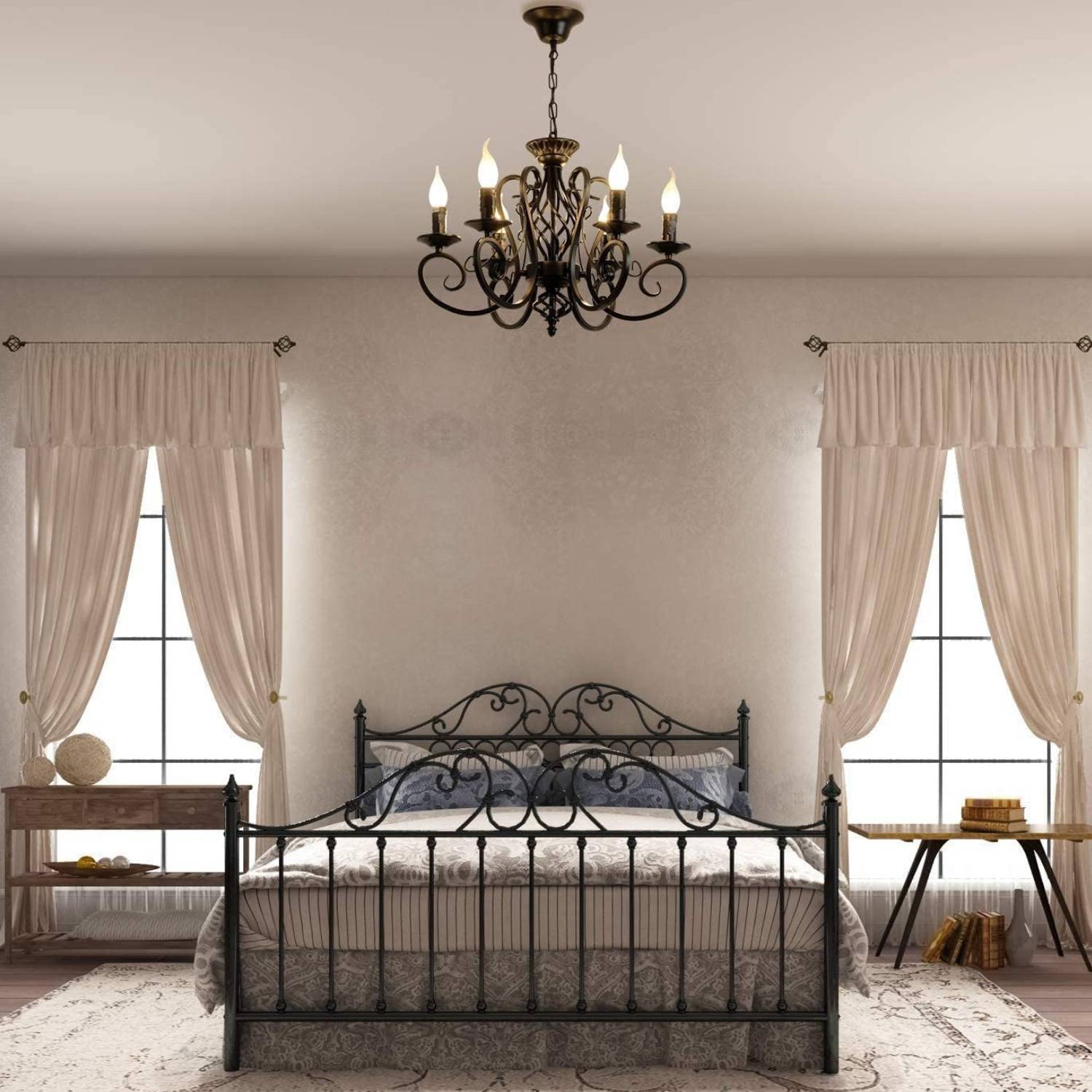 Rustic Vintage Metal Chandelier, Bronze: image 8