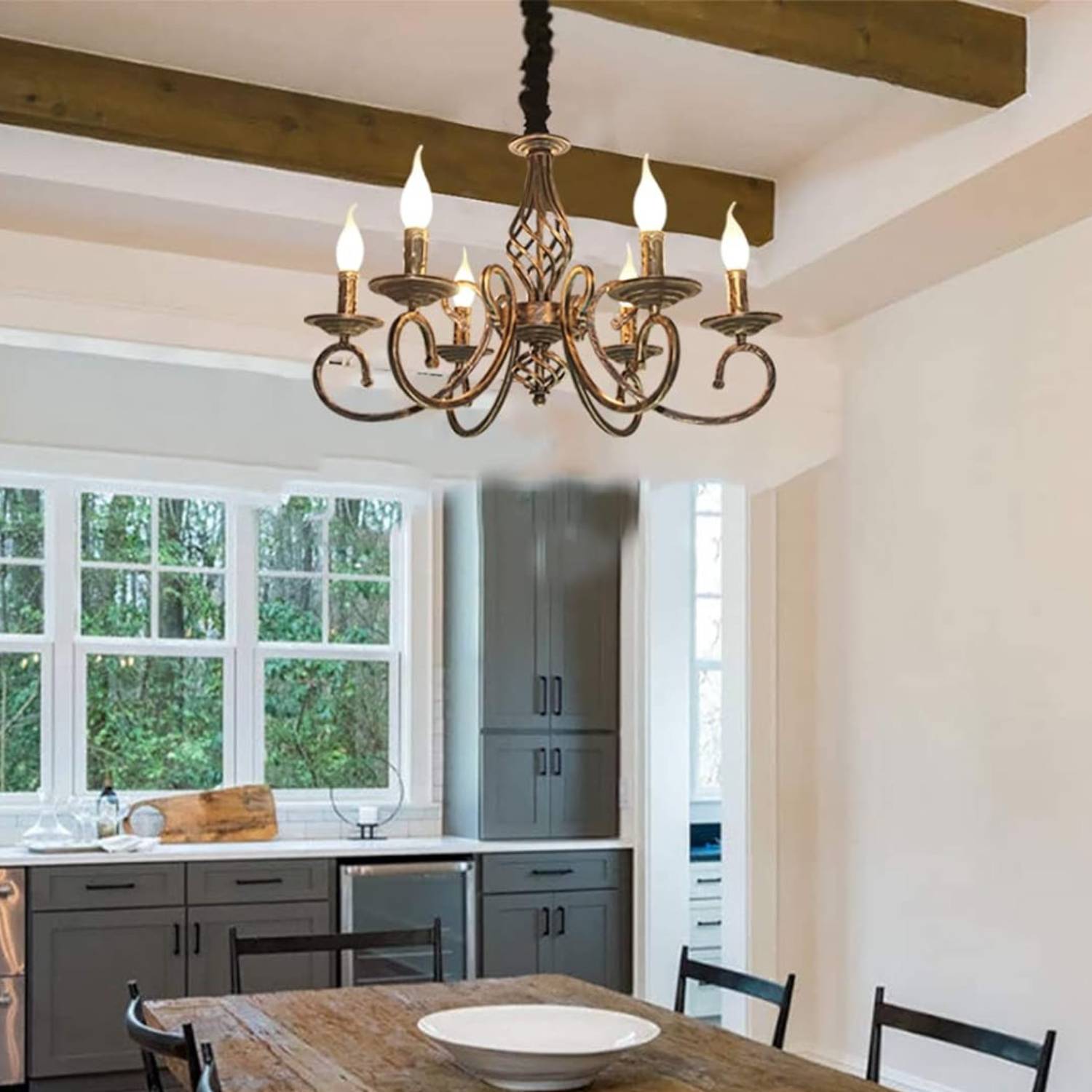 Rustic Vintage Metal Chandelier, Bronze: image 11