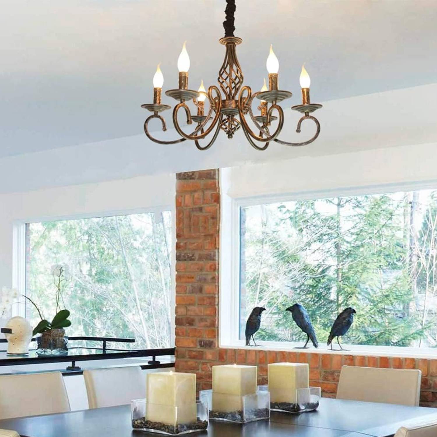 Rustic Vintage Metal Chandelier, Bronze: image 12